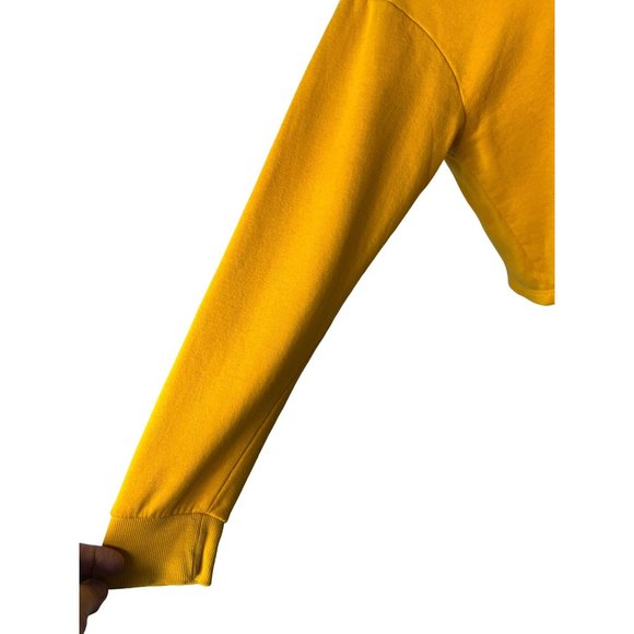 Divided H & M Hoodie Women's M Yellow Cropped Long Sleeve Stretch Solid flaw - Picture 9 of 13